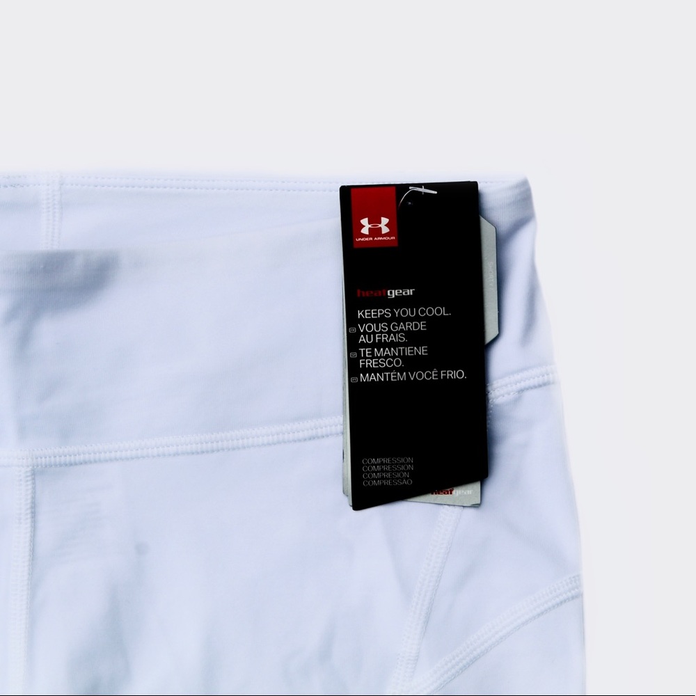 White Underarmour Compression Workout Shorts